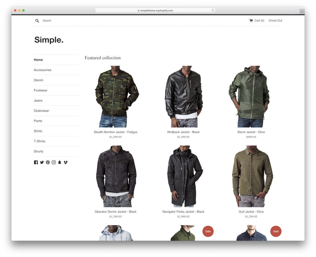 بسيط موضوع Shopify الحد الأدنى