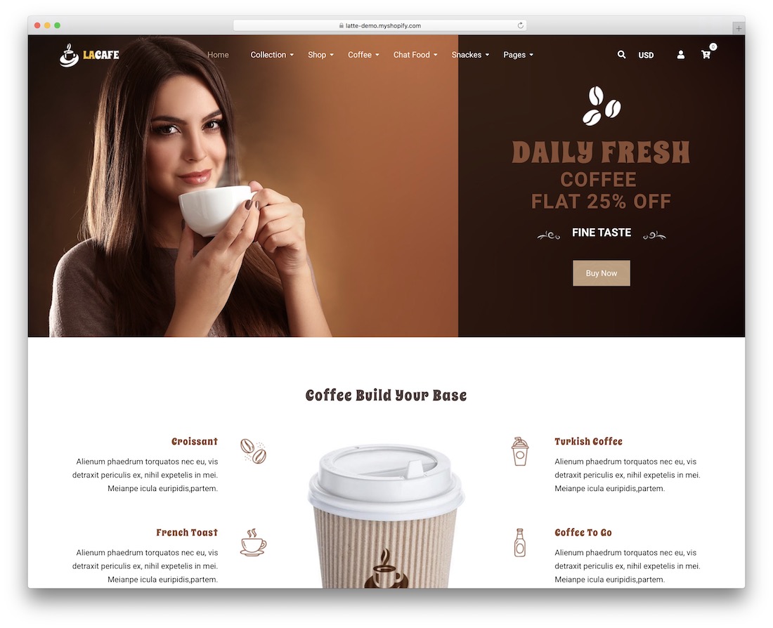 La Cafe Shopify ресторанная тема