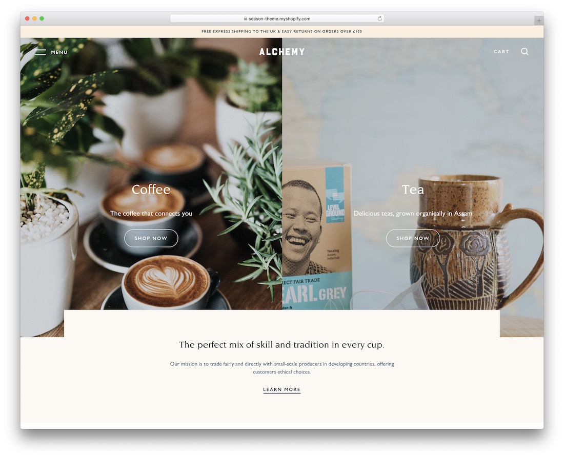Алхимия Shopify тема ресторана