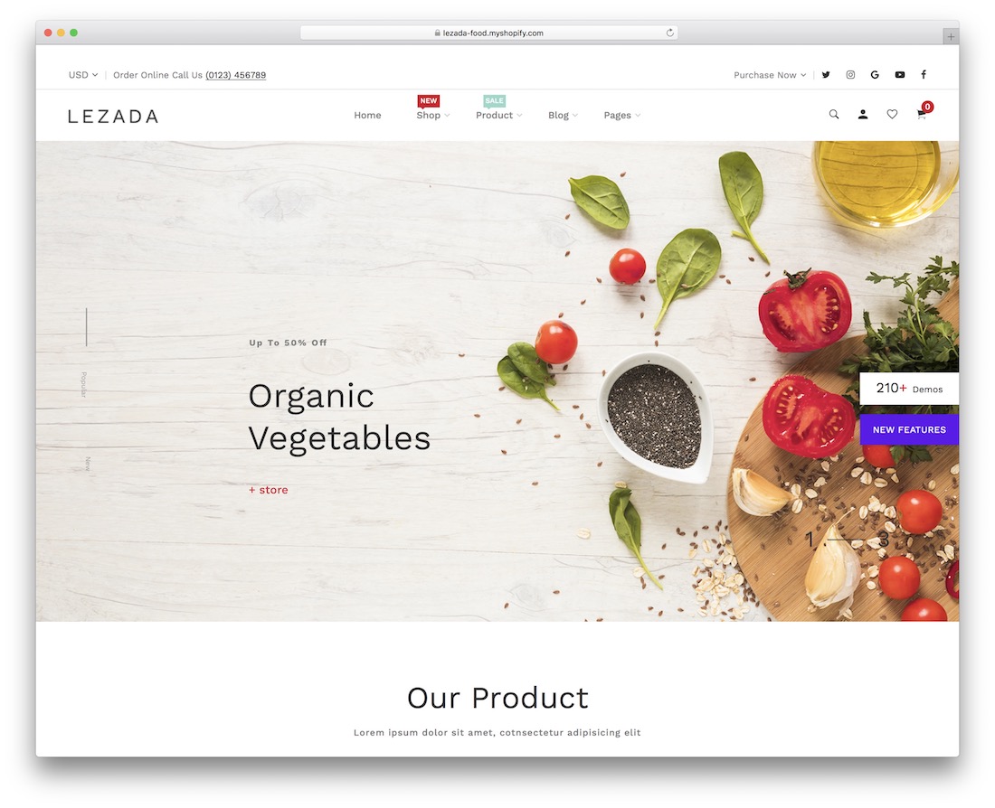 тема ресторана lezada shopify