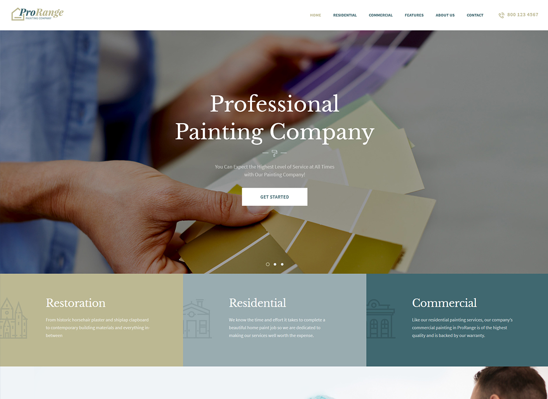 ProRange - سمة WordPress الخاصة بشركة الطلاء