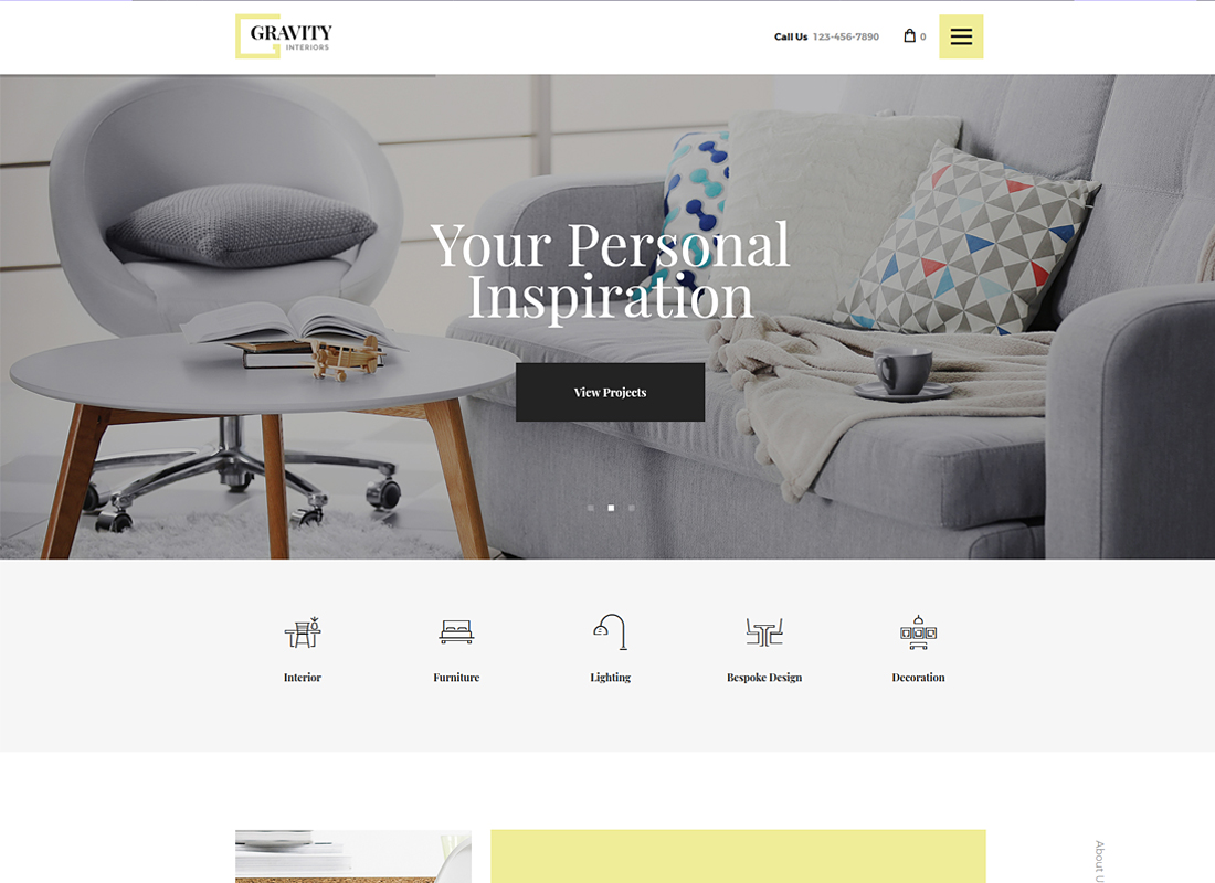Gravity - سمة WordPress للتصميم الداخلي والأثاث المعاصر