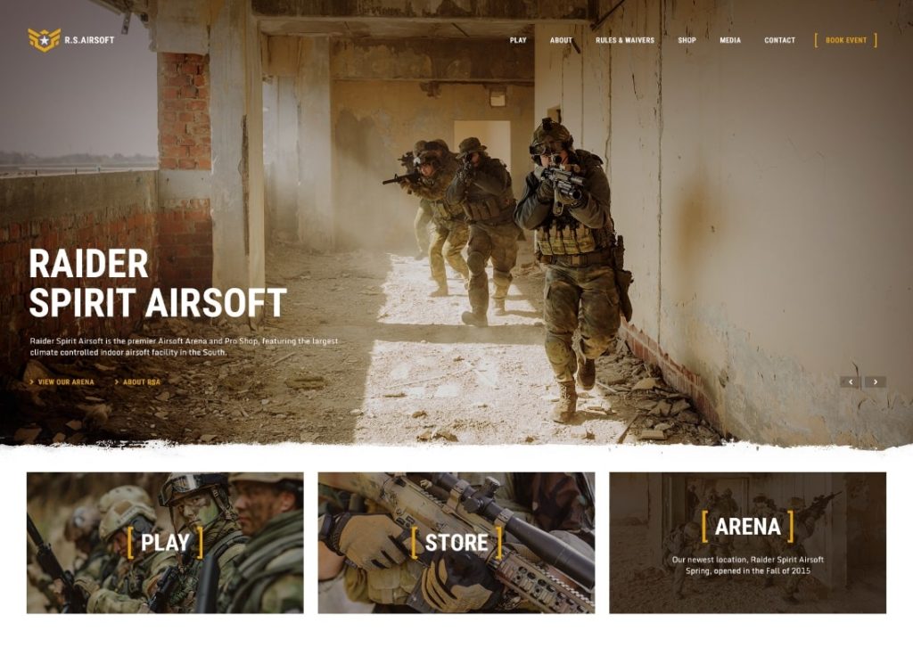 رايدر سبيريت | موضوع Airsoft Club & Paintball WordPress
