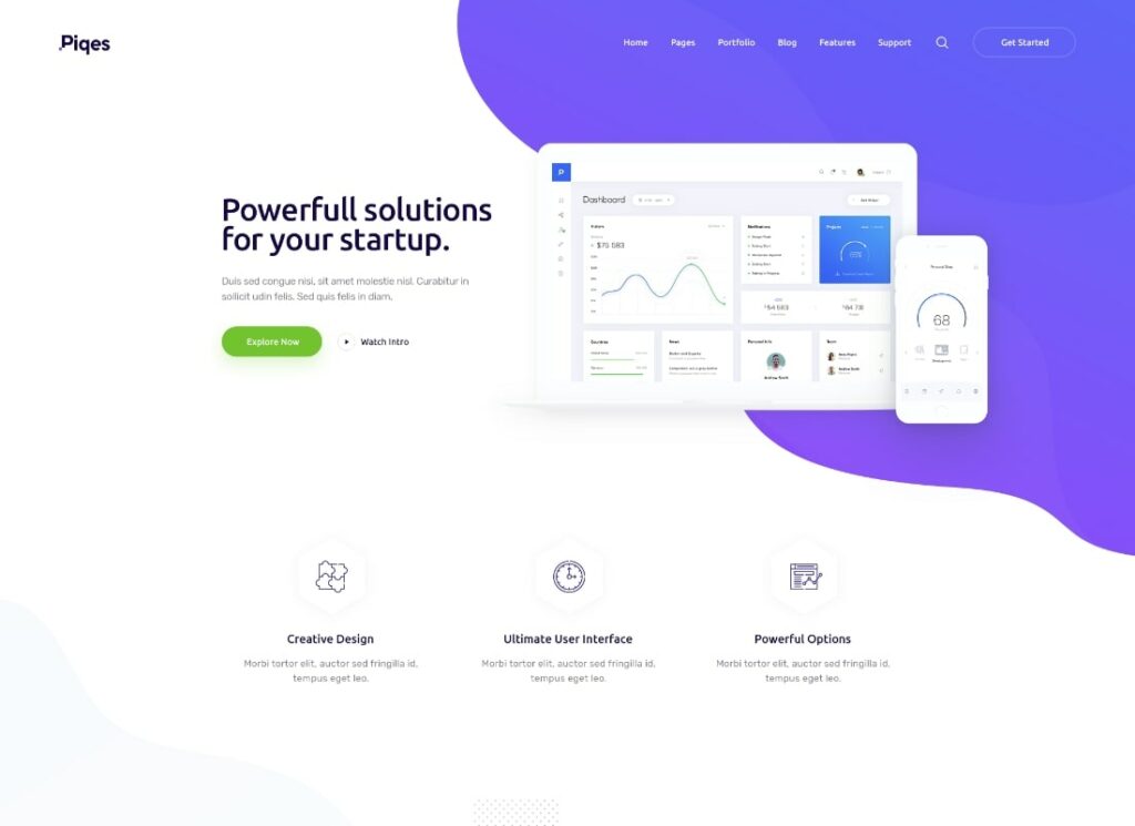 بيكيس | موضوع Creative Startup & Agency WordPress