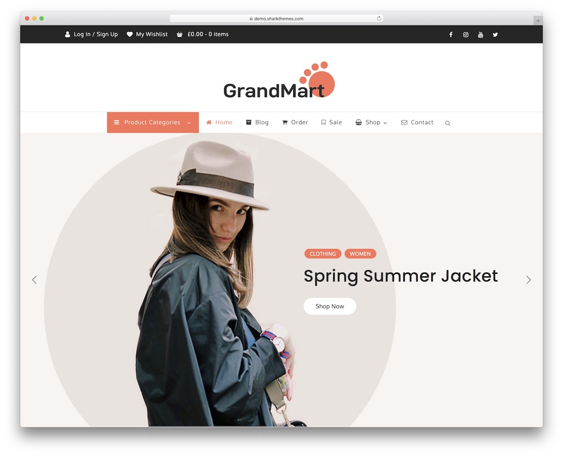 موضوع ووردبرس woocommerce المجاني من grandmart