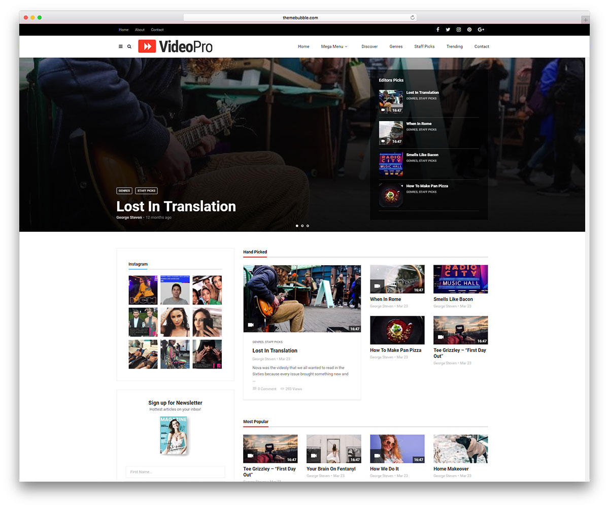 tema da revista de vídeo