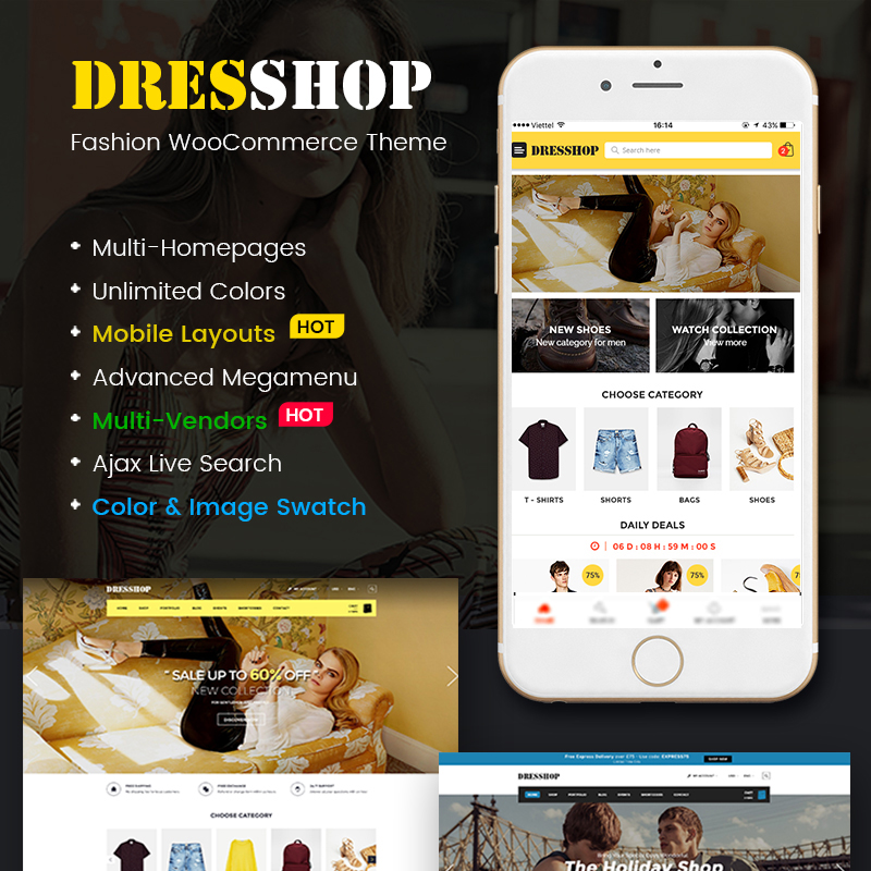 DresShop - موضوع أزياء WooCommerce النظيف