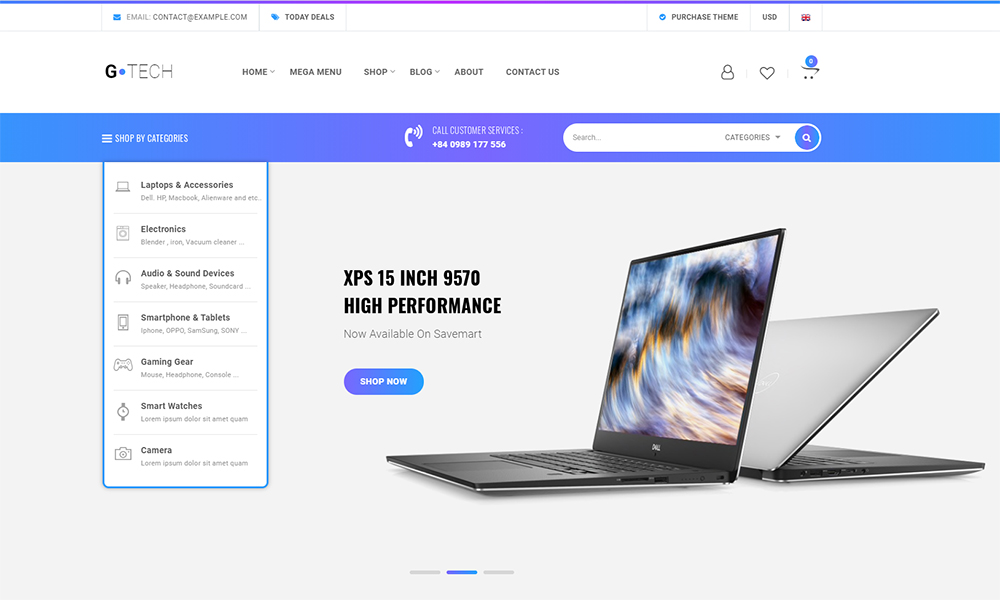 موضوع Gtech Electronics Shop WooCommerce
