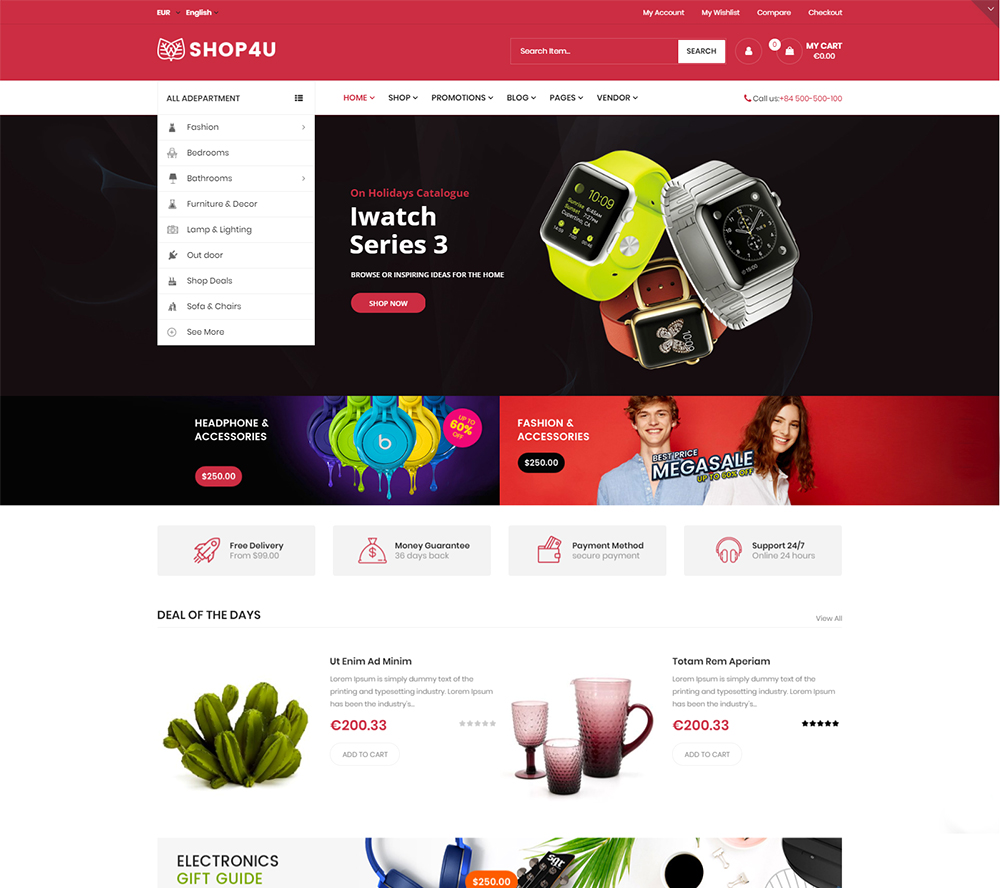 Shop4U - سمة WooCommerce Modern MarketPlace
