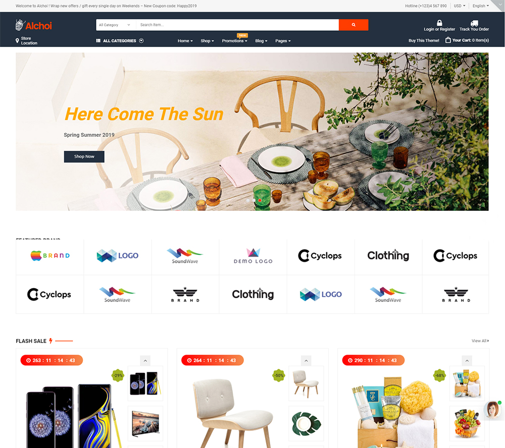 Alchoi - موضوع Megastore MarketPlace WooCommerce