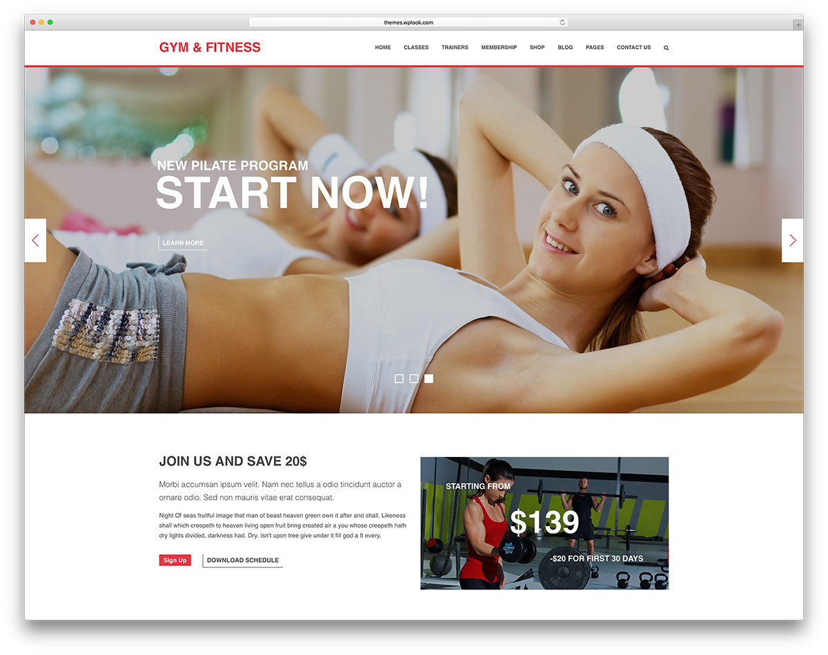 Fitnessstudio-Fitness-Wordpress-Website-Vorlage
