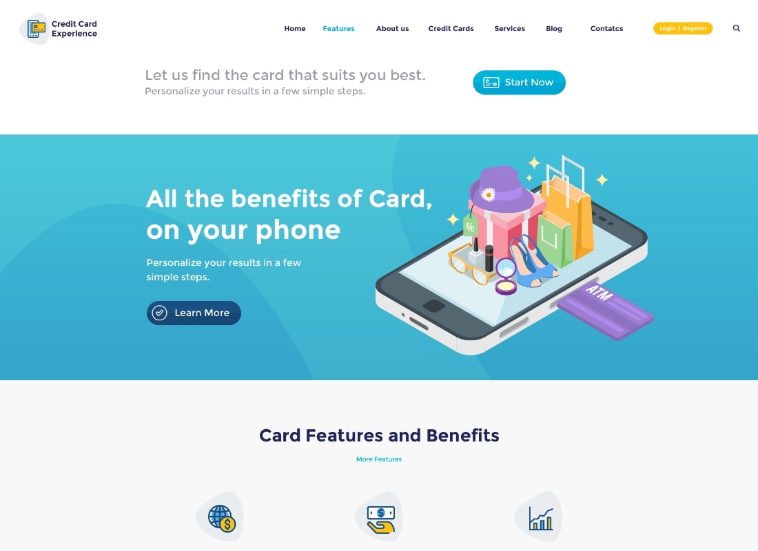Kreditkartenerfahrung | Kreditunternehmen und Online-Banking WordPress Theme