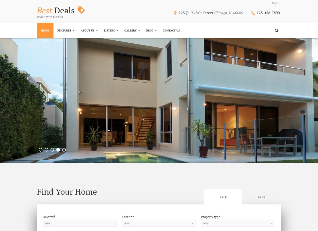Die besten Angebote | Ein modernes WordPress-Theme für Immobilienverkauf und -vermietung