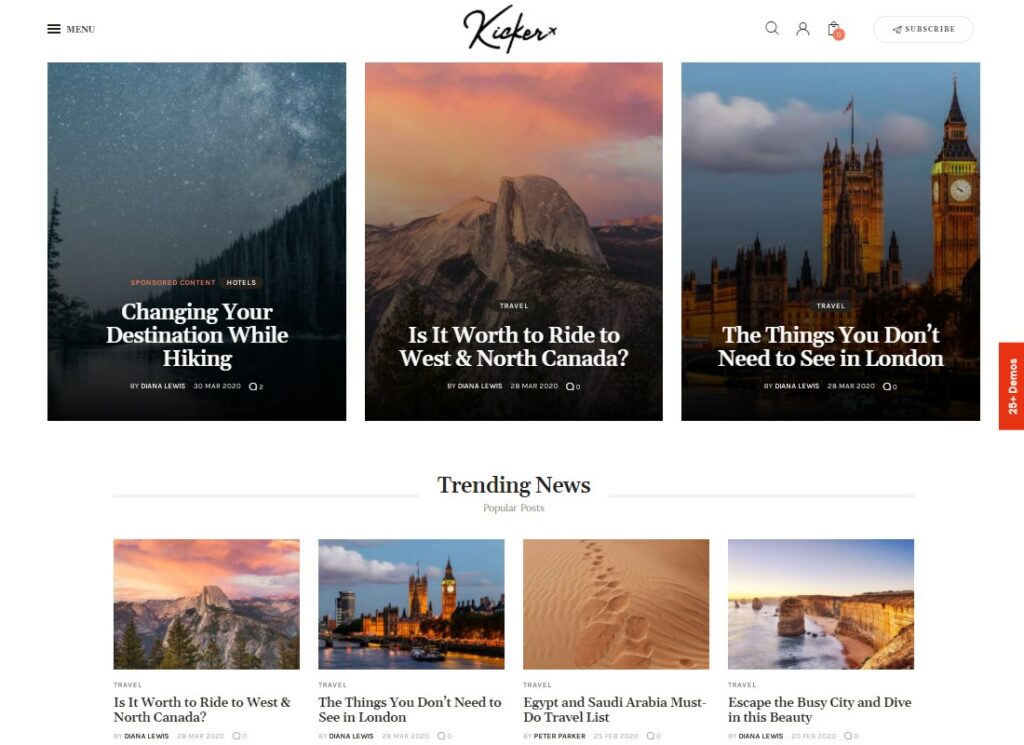Kicker - Çok Amaçlı Blog Dergisi WordPress Teması + Gutenberg