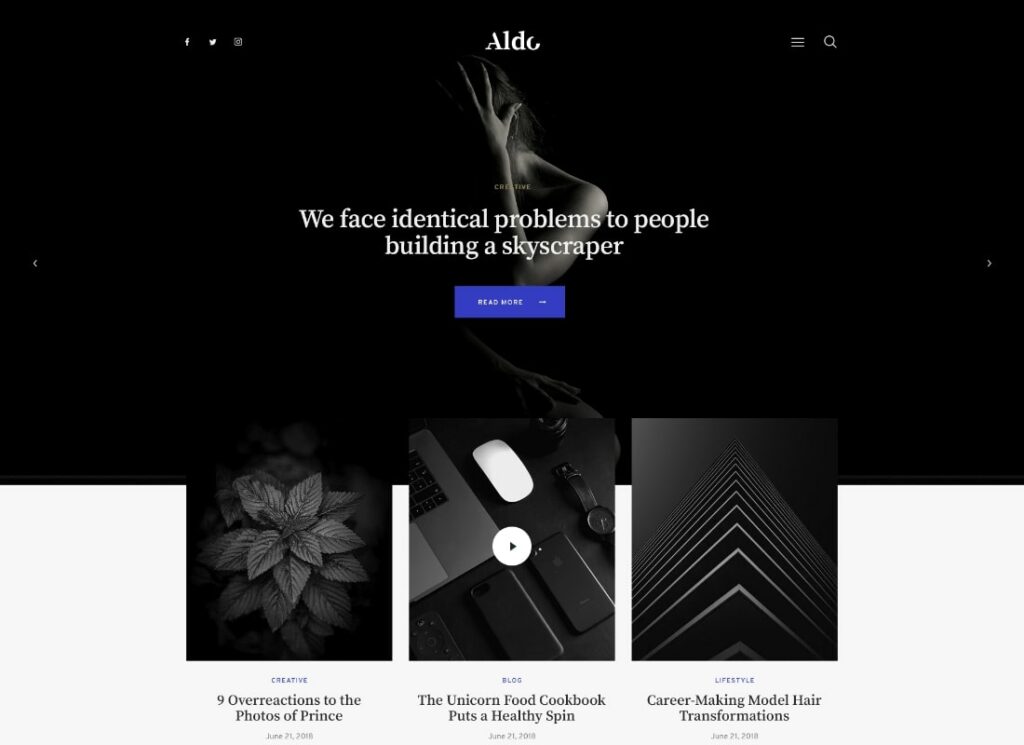 Aldo | Gutenberg Blog WordPress Teması