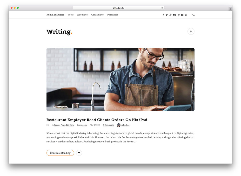 scrivere un semplice tema per il blog
