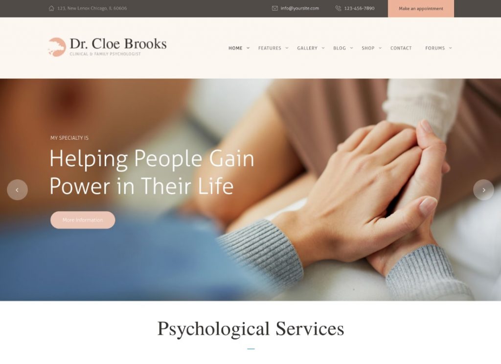 Cloé Brooks | Thème WordPress Psychologie, Conseil et Médecine + RTL