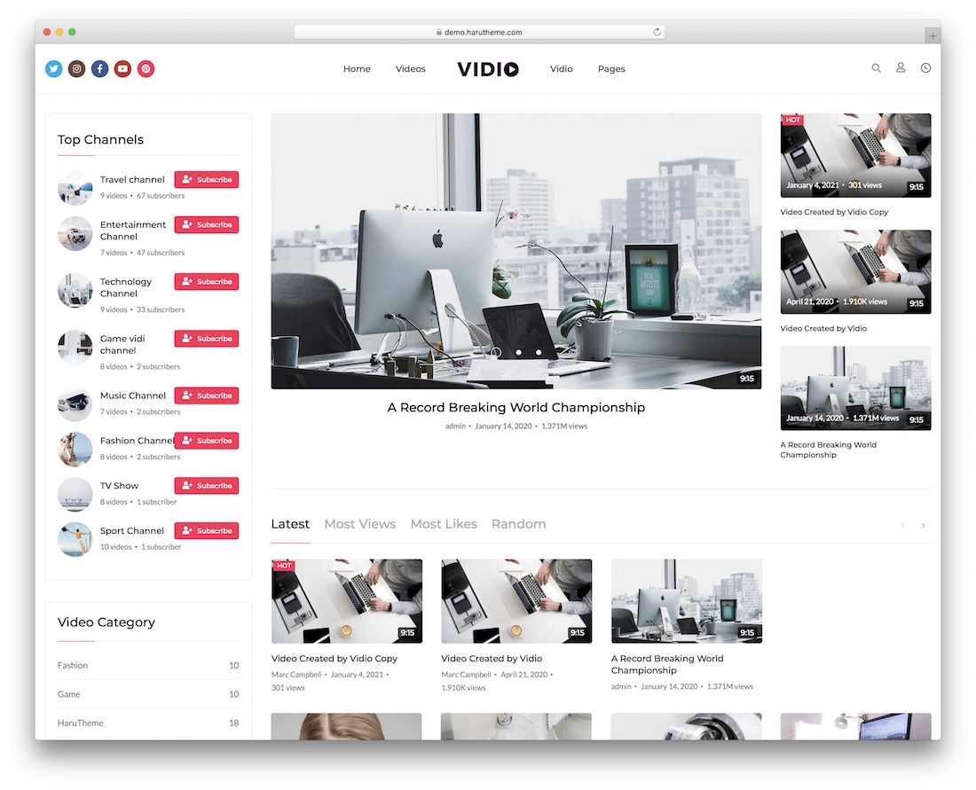 video wordpress eğlence teması