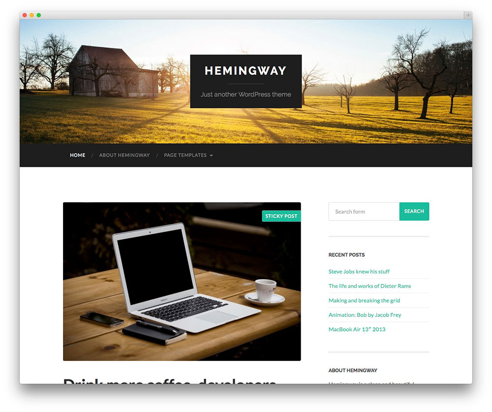 Hemingway - Thème de blog personnel gratuit