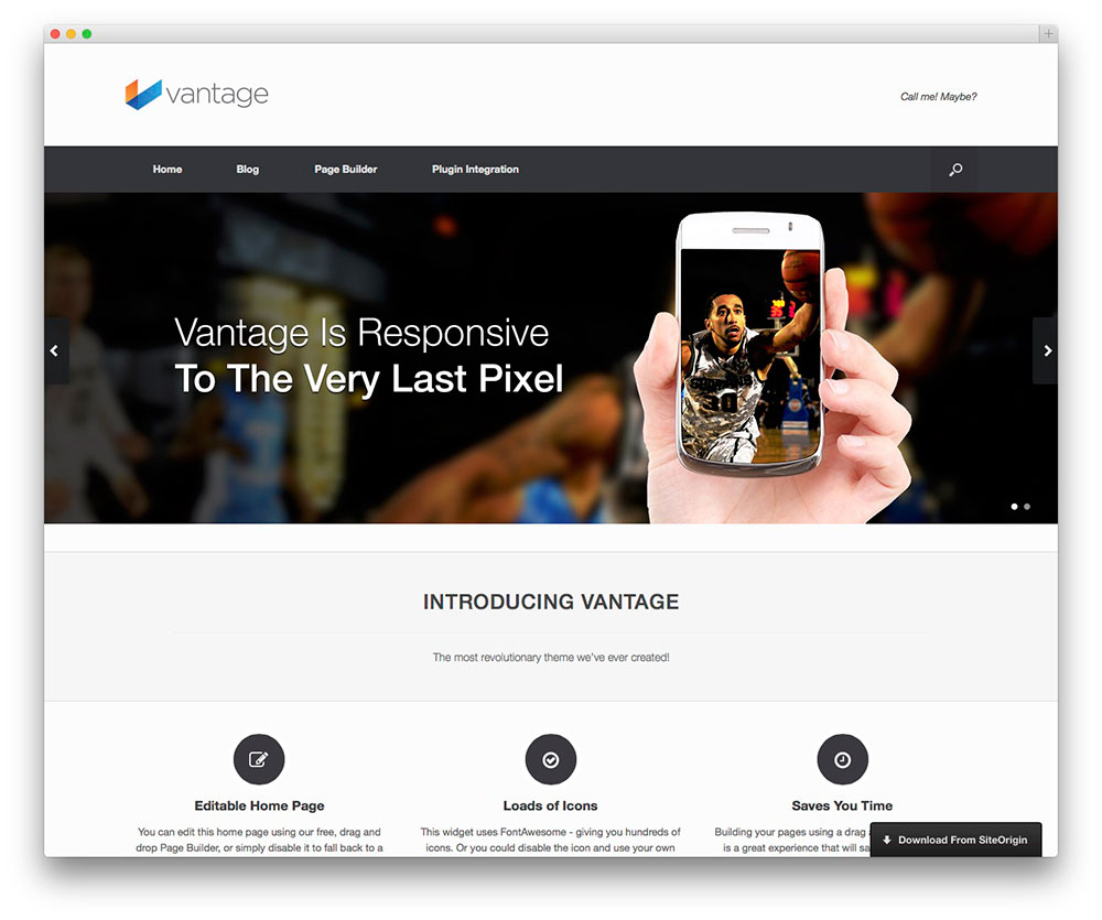 Vantage - thème de vitrine d'application gratuit