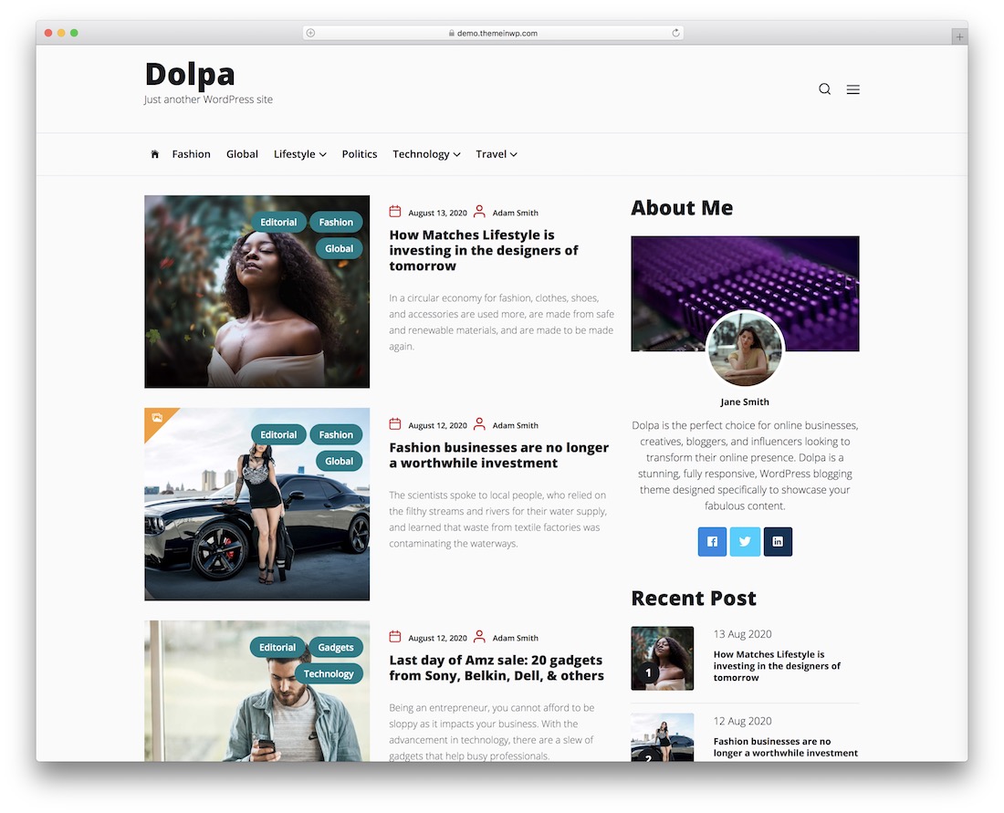 thème wordpress réactif gratuit dolpa