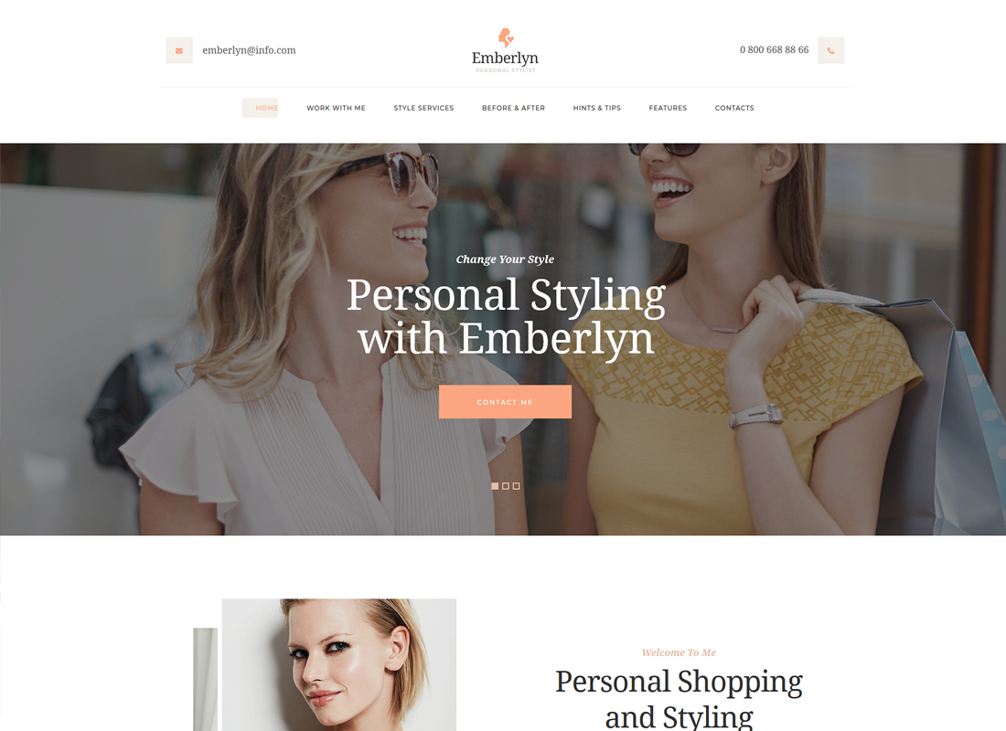 Emberlyn - 개인 스타일리스트 WordPress 테마