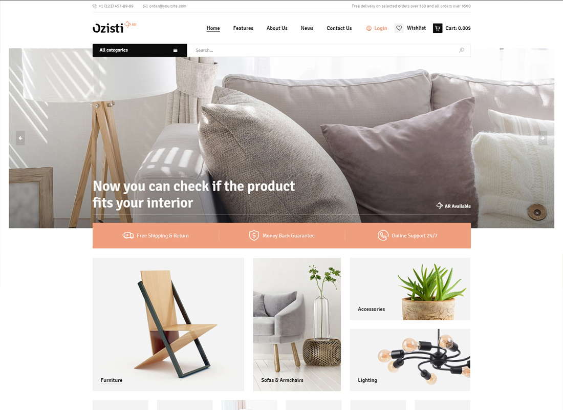 오지스티 | 다중 개념 WooCommerce WordPress 테마 증강 현실 스토어 준비