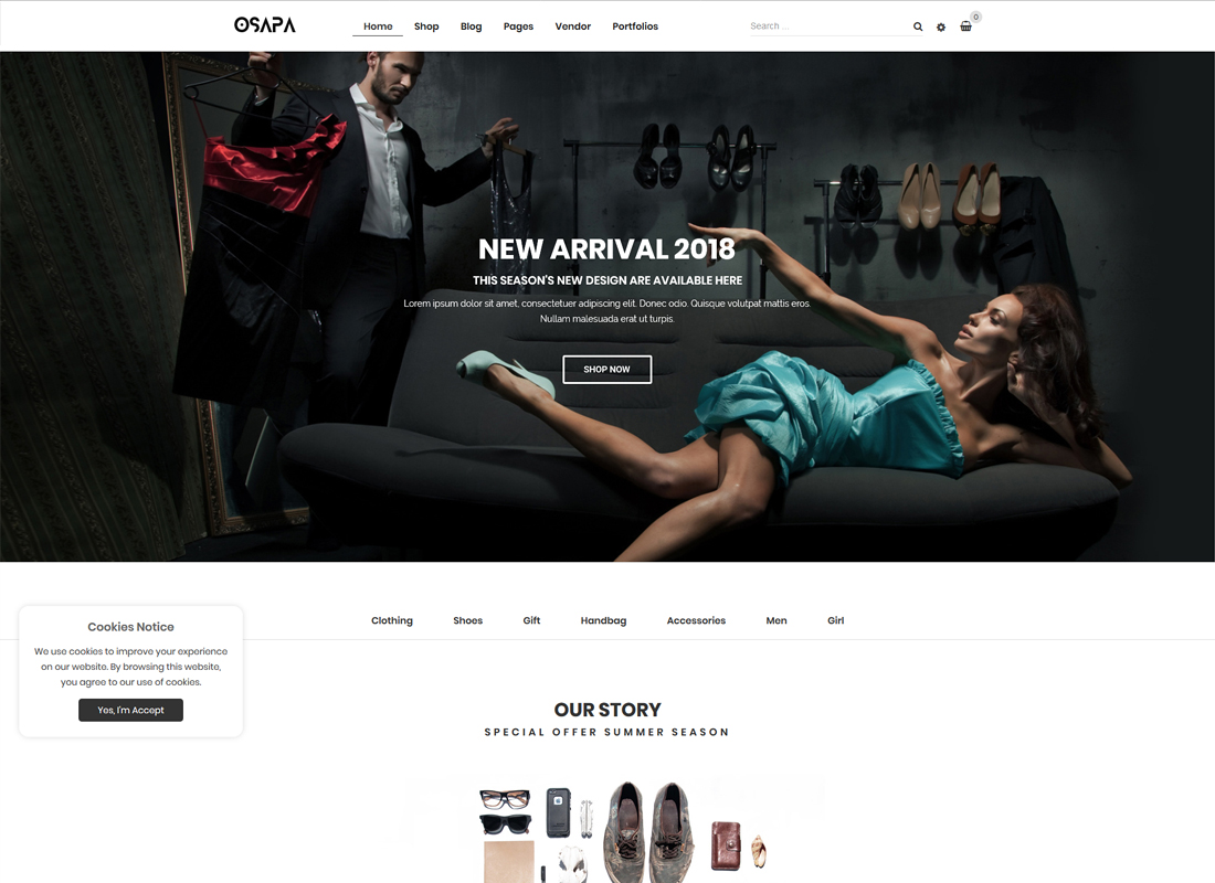 Osapa - 깔끔한 미니멀리스트 패션과 라이프스타일 WooCommerce WordPress Theme