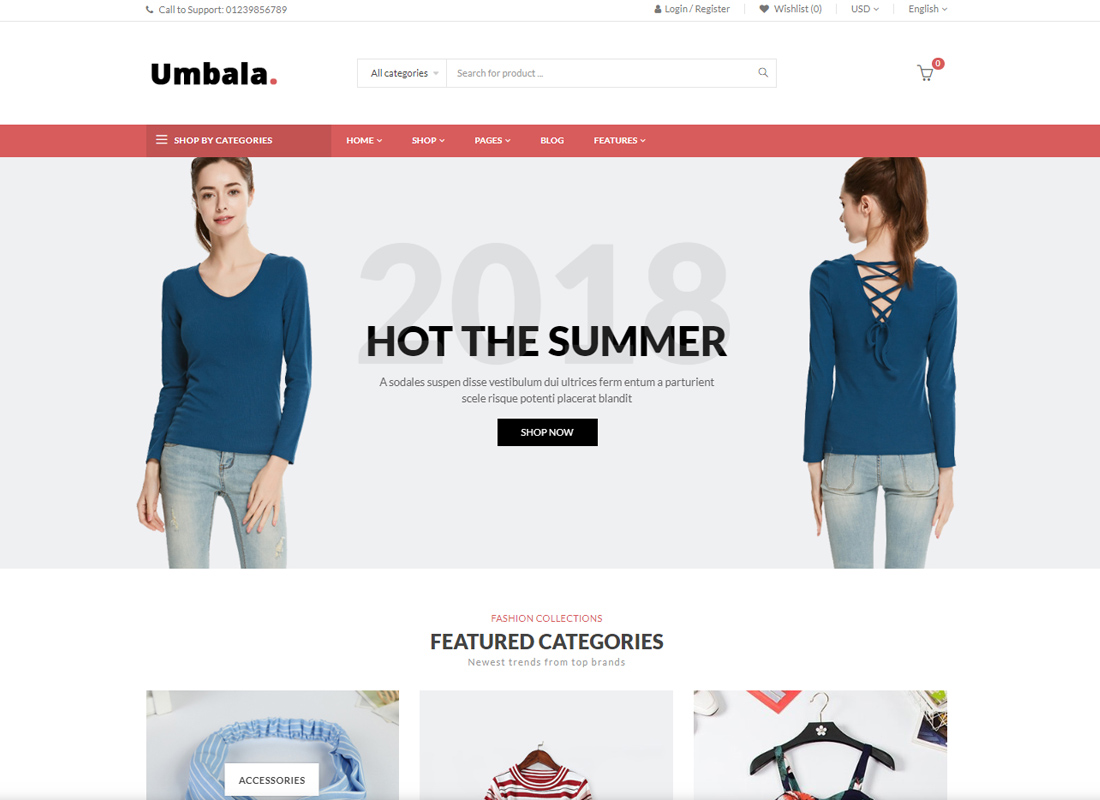 Umbala - 세련된 패션 의류 WooCommerce 테마