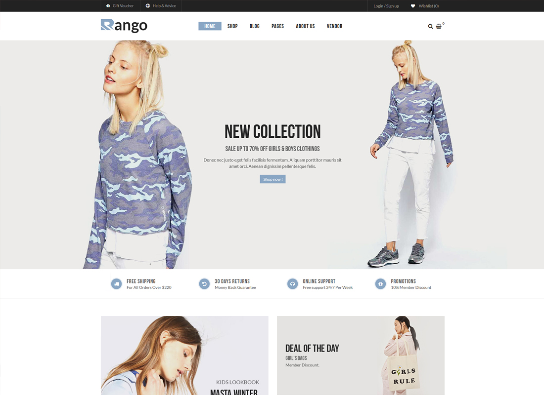 Rango - 현대 패션 WooCommerce WordPress 테마