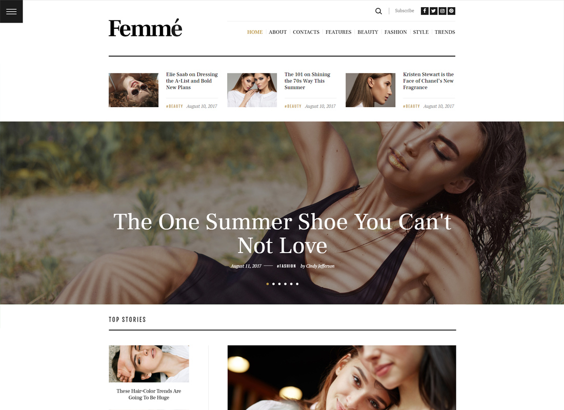Femme - 온라인 잡지 및 패션 블로그 WordPress 테마
