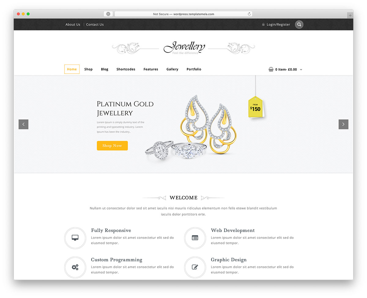 Tema WordPress de joias