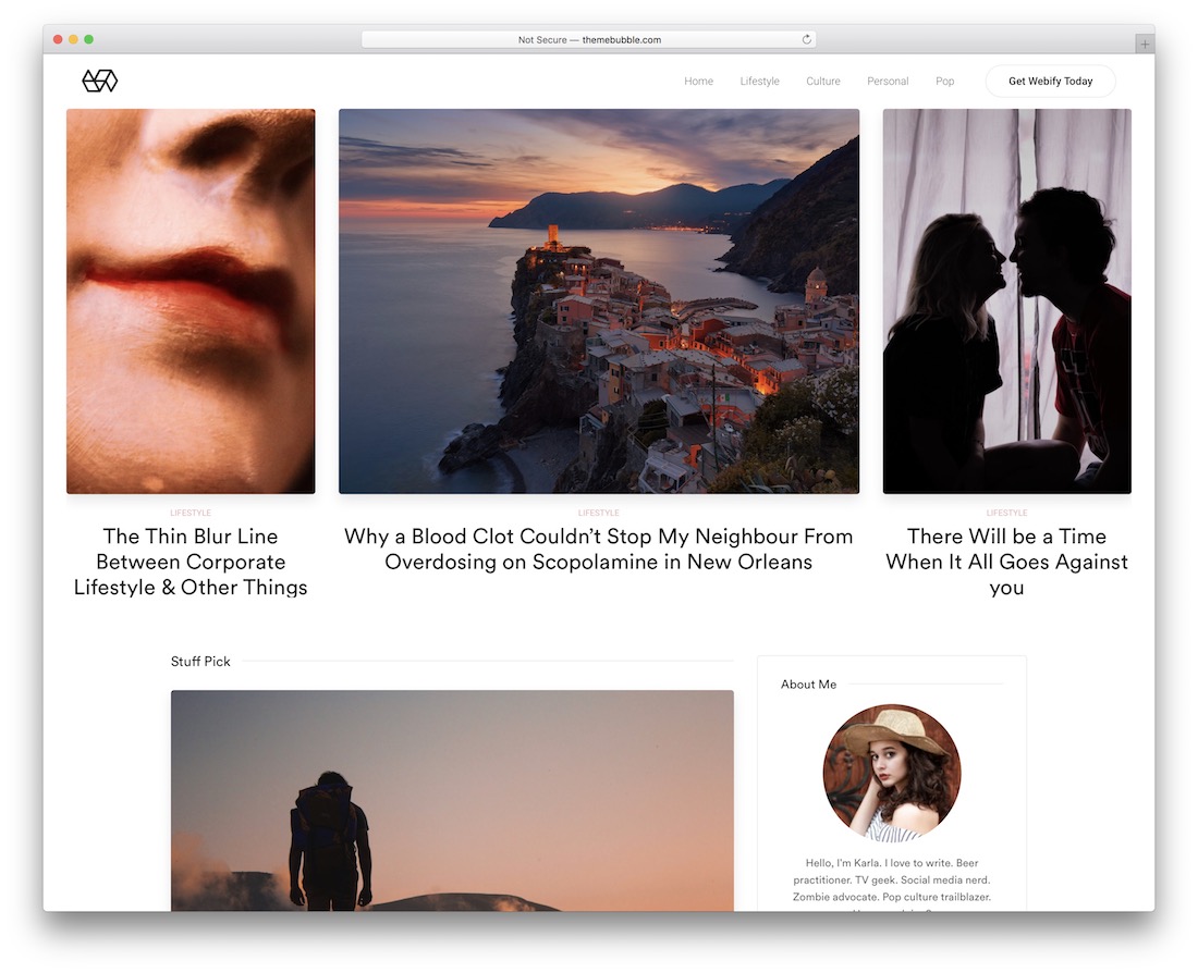 Webify тема WordPress для писателей