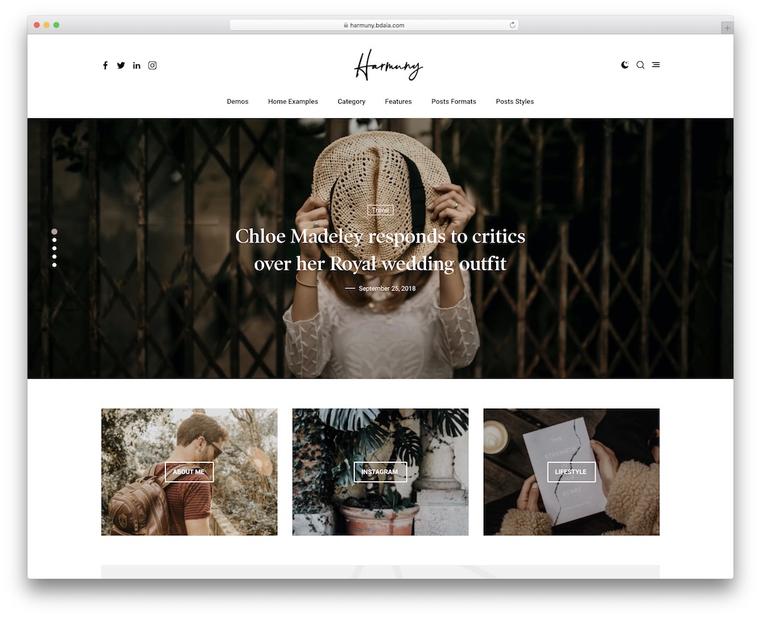 тема wordpress harmuny для писателей