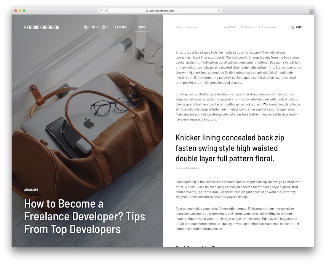 тема wordpress в верхнем регистре для писателей