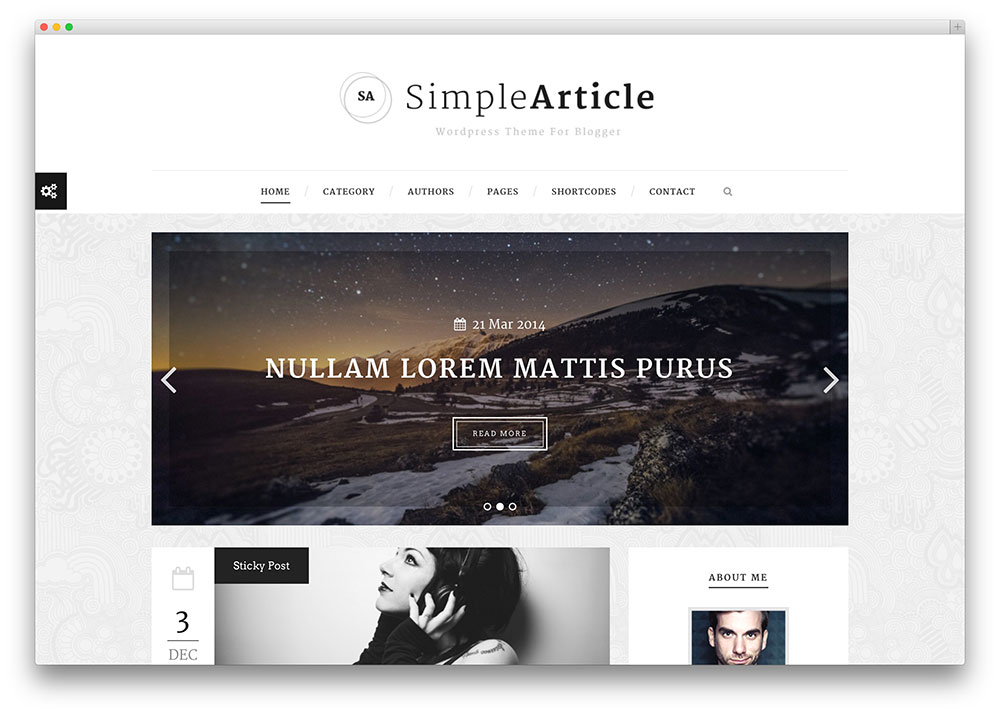 simplearticle впечатляющая тема для блогеров