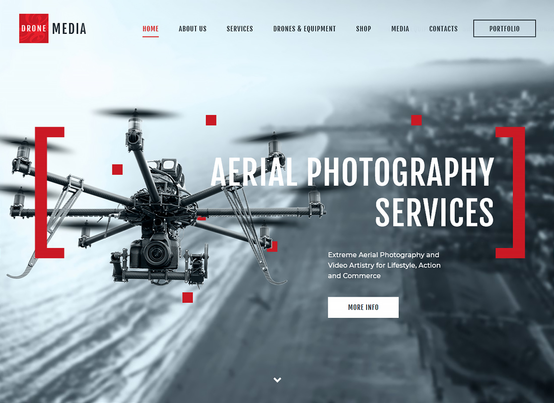 Drone Media - тема WordPress для аэрофотосъемки и видеосъемки
