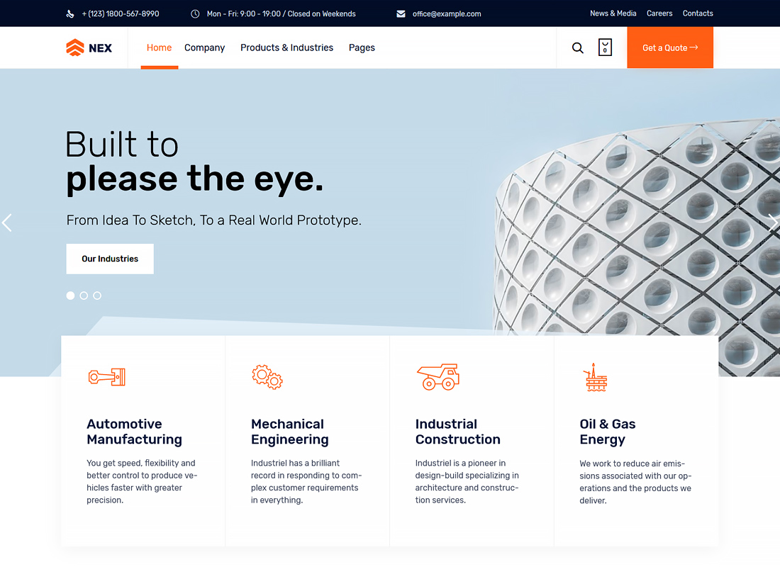 Nex - WordPress для промышленных предприятий