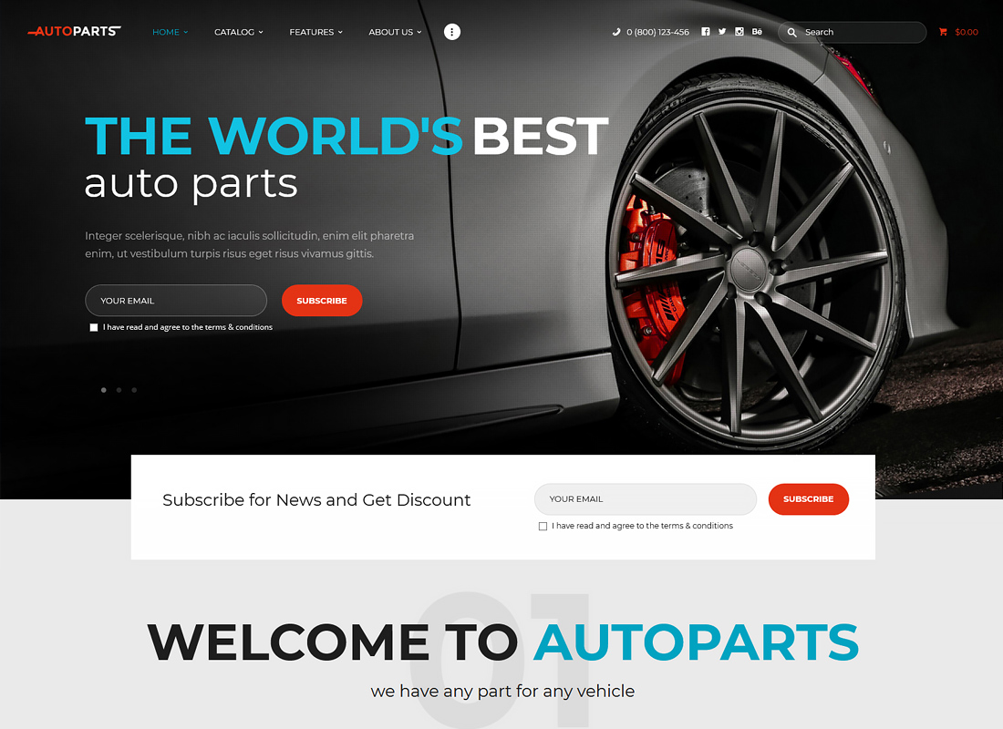 Тема WordPress для магазина автозапчастей и автосервисов