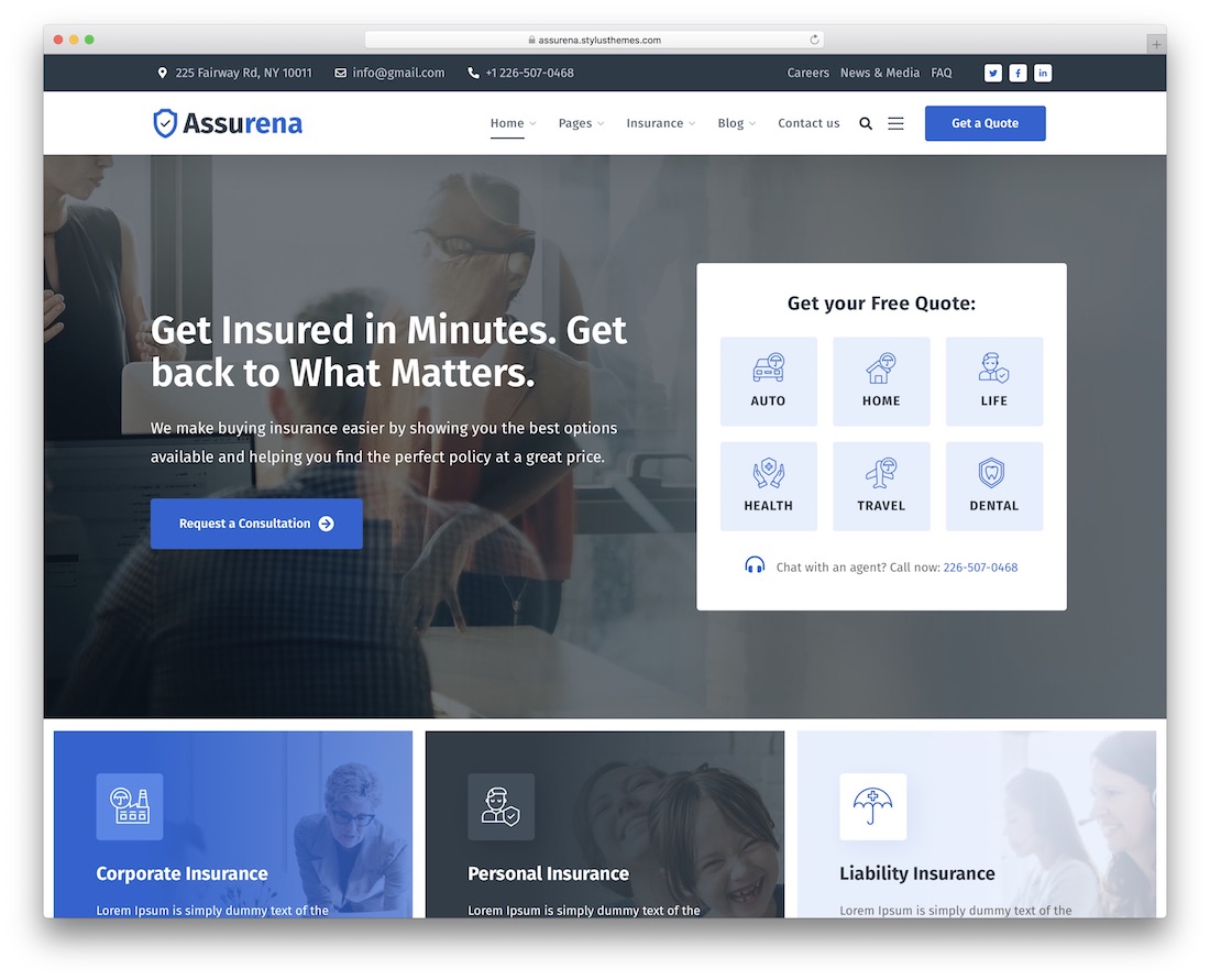 tema asuransi advansure wordpress