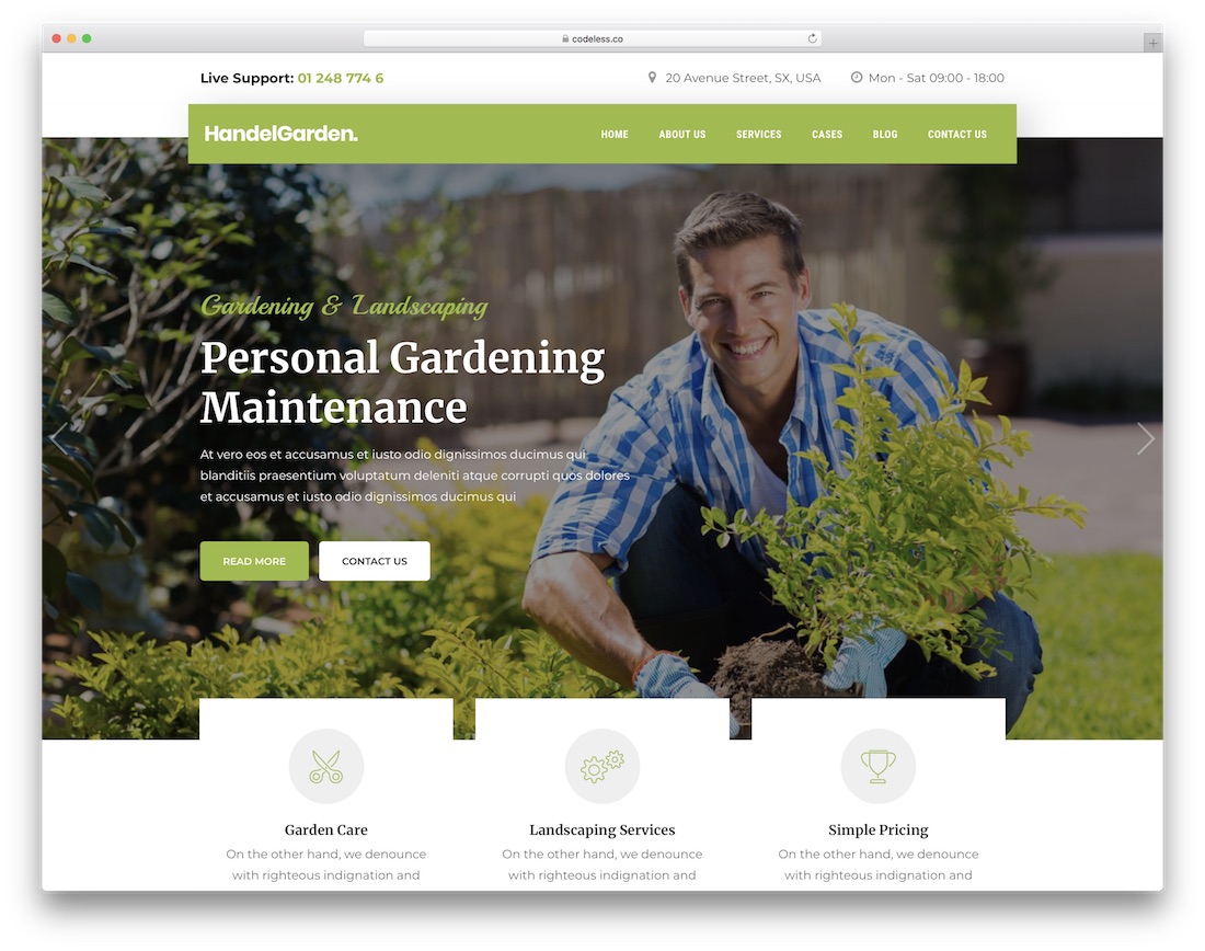 handel berkebun lansekap tema wordpress