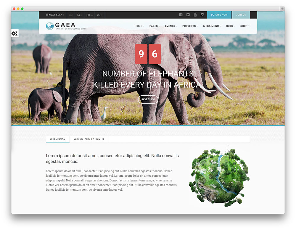gaea charity wordpress theme