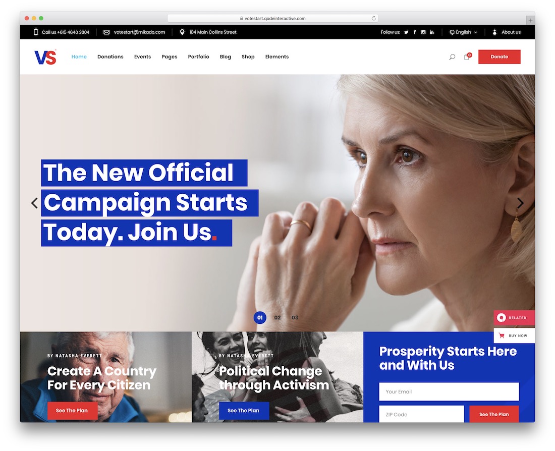 votestart tema wordpress politik