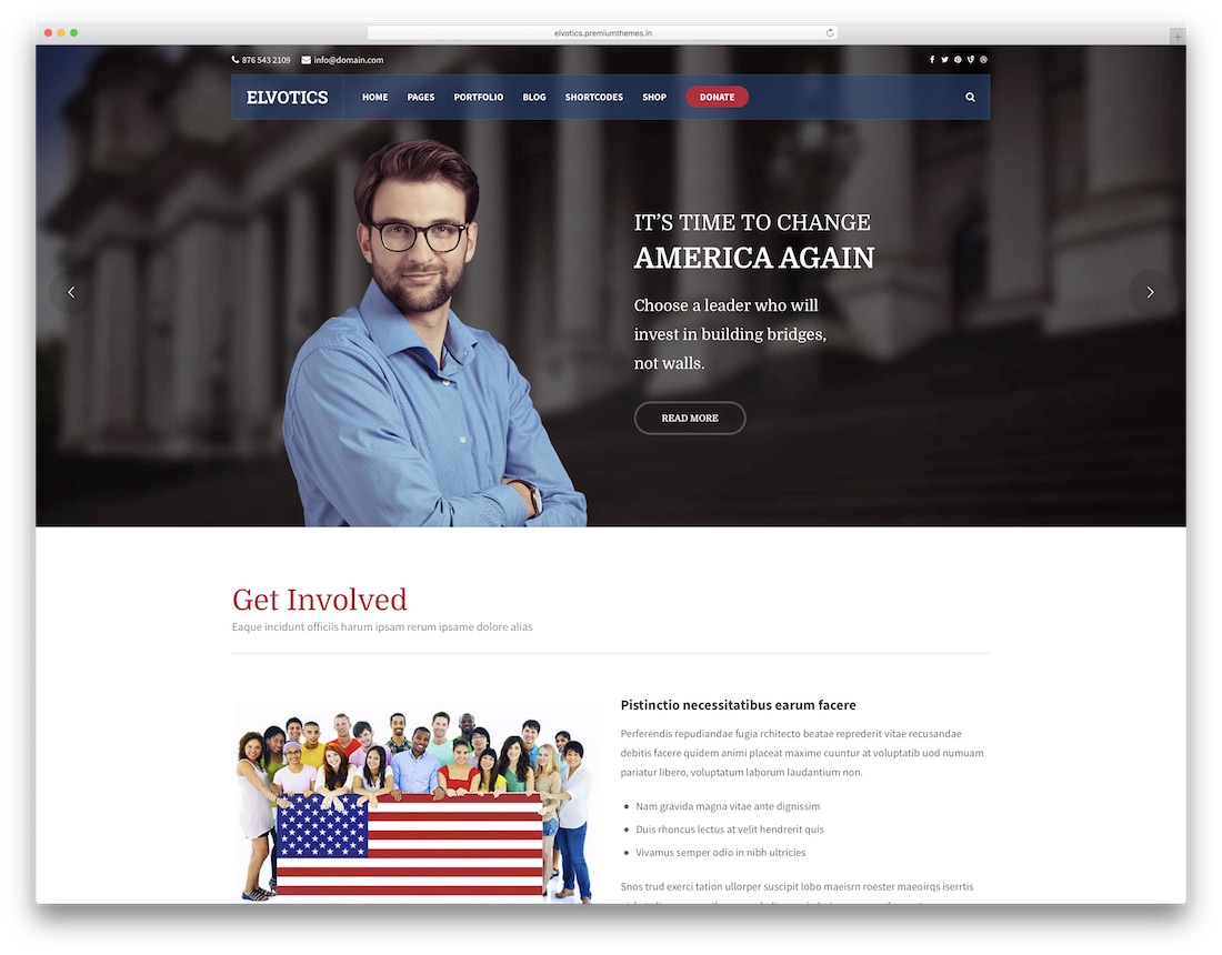 tema wordpress politik elvotics untuk politisi