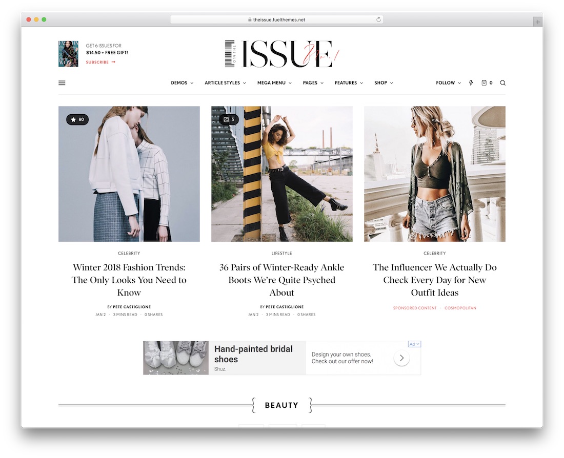 le thème de la mode wordpress