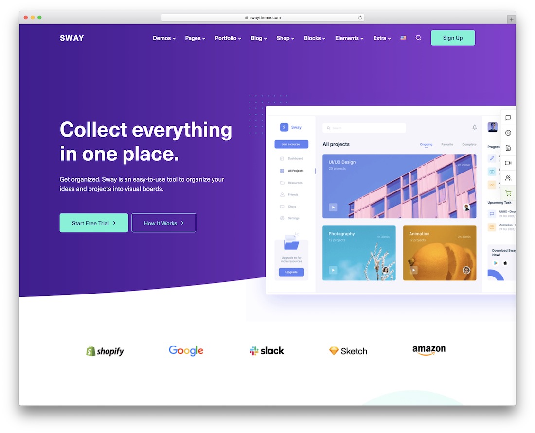 tema sway wordpress saas