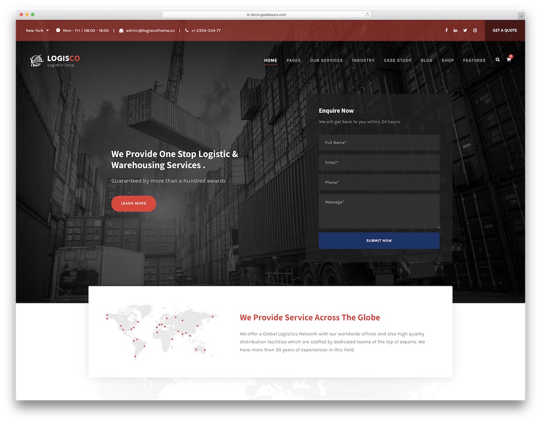 tema wordpress logistik transportasi logistik