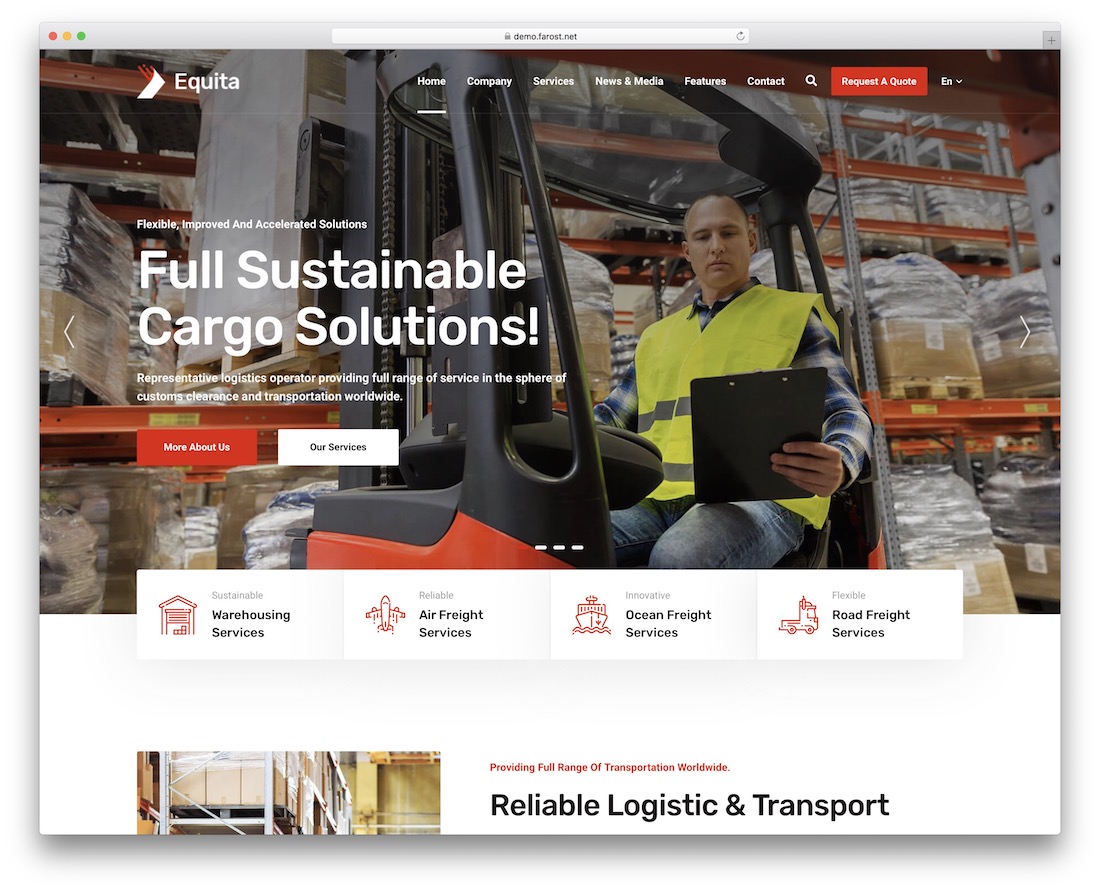 tema wordpress equita logistic