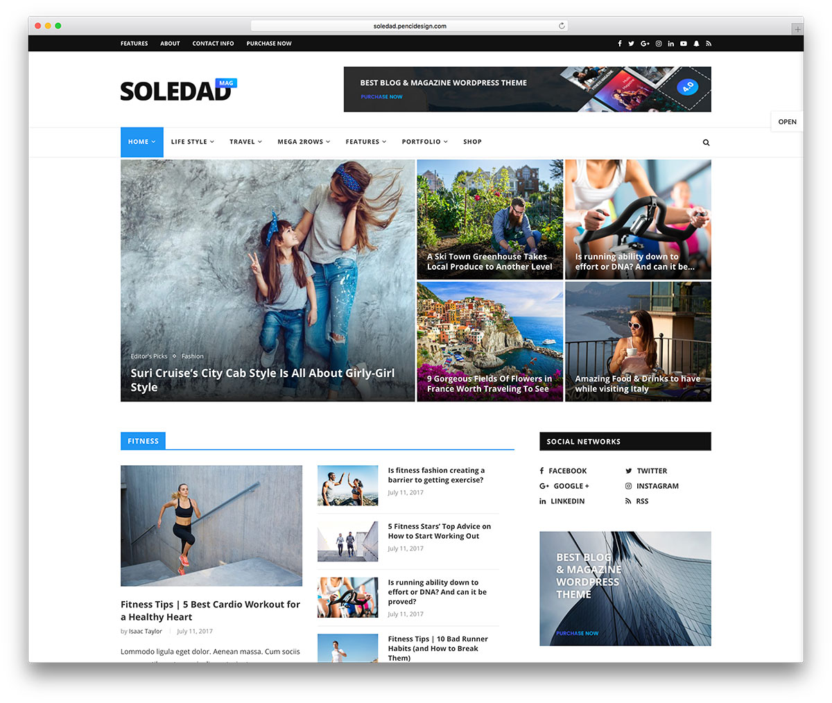 Soledad - tema WordPress majalah tercepat
