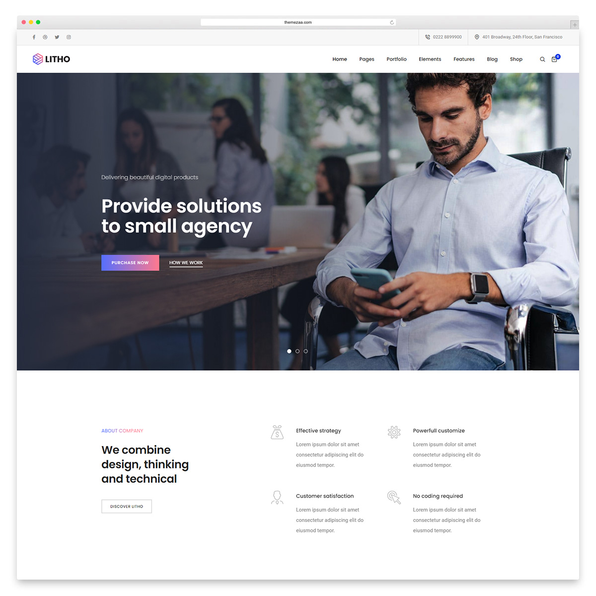 tema wordpress bisnis kecil litho